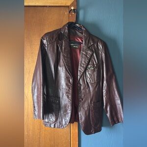 Etienne Aigner Burgundy Leather Blazer